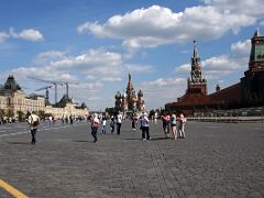 00 The wide long Red Square has the Gum shopping centre, St Basil Cathedral, and the Kremlin in Moscow Russia